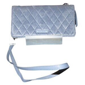 Vera Bradley Heather Blue Gray Quilted RFID Wallet Crossbody bag Clutch Wallet
